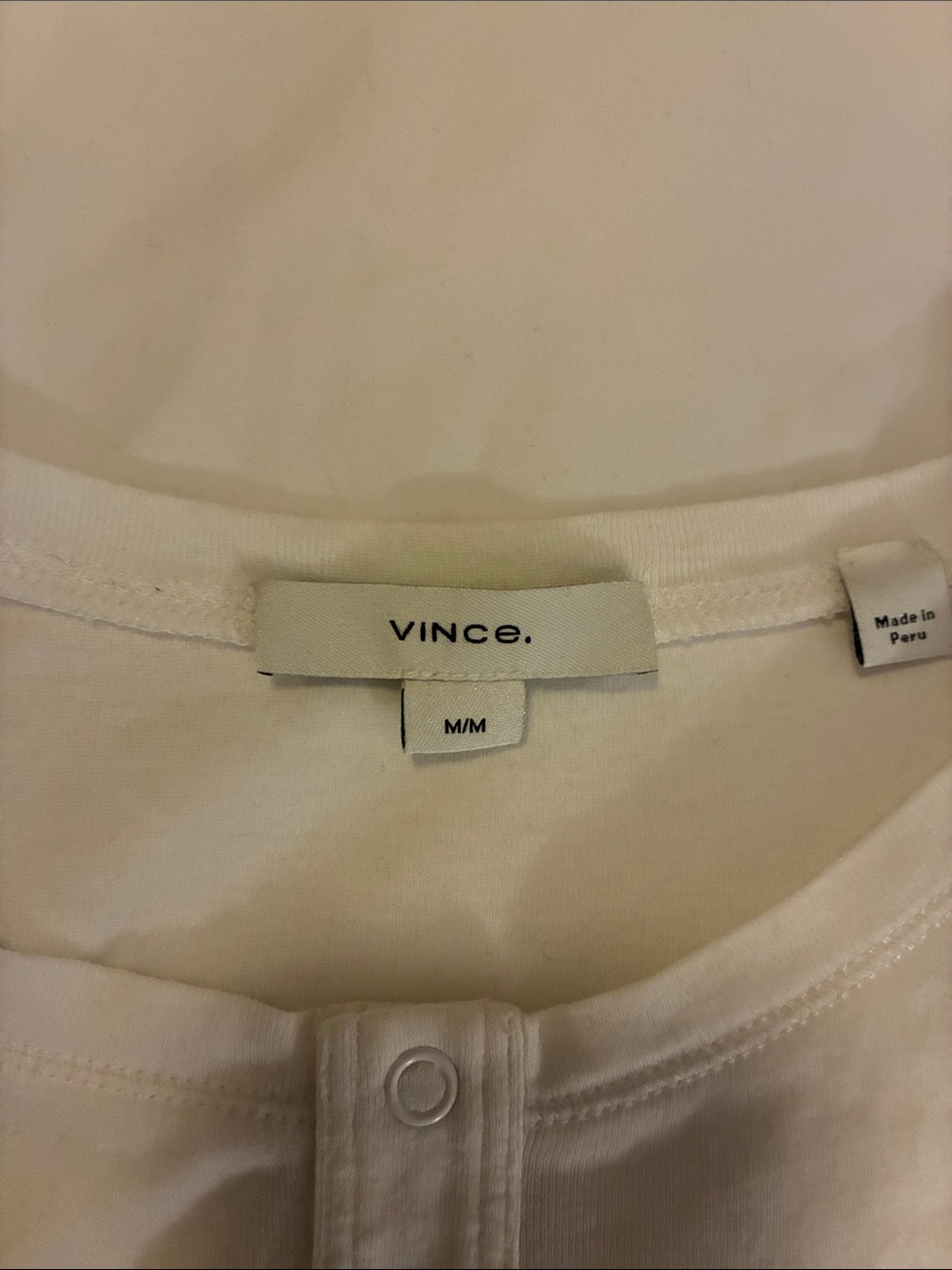 Vince White Short Sleeve Crew Button Placket Tee